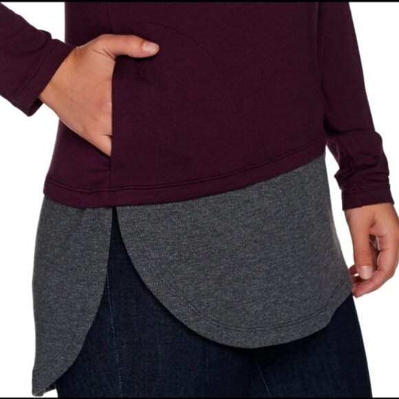 New LOGO by Lori Goldstein Henley Knit Top with Shirttail Hem | Size XXS - Picture 2 of 13